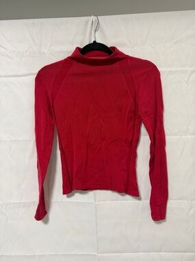 Carolina Herrera Red Long-Sleeve Mock Neck Top